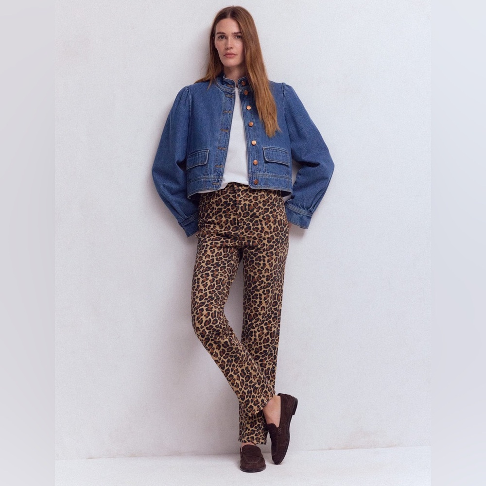 NWT Boden High Rise Straight Jeans in Animal Print